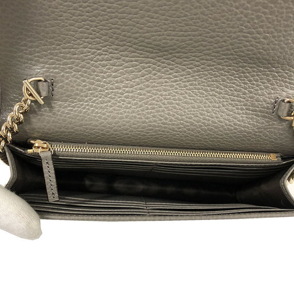 Gucci Interlocking G Chain Wallet Leather Shoulder Bag Gray - Picture 5 of 6